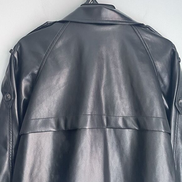 NEW Faux Leather Jacket Asos Women's Size M Cropped Double-Breasted Moto Chic - Picture 7 of 14